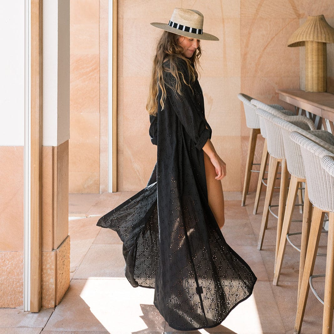 Sunshine Tienda® Black Eyelet Swizzle Dress