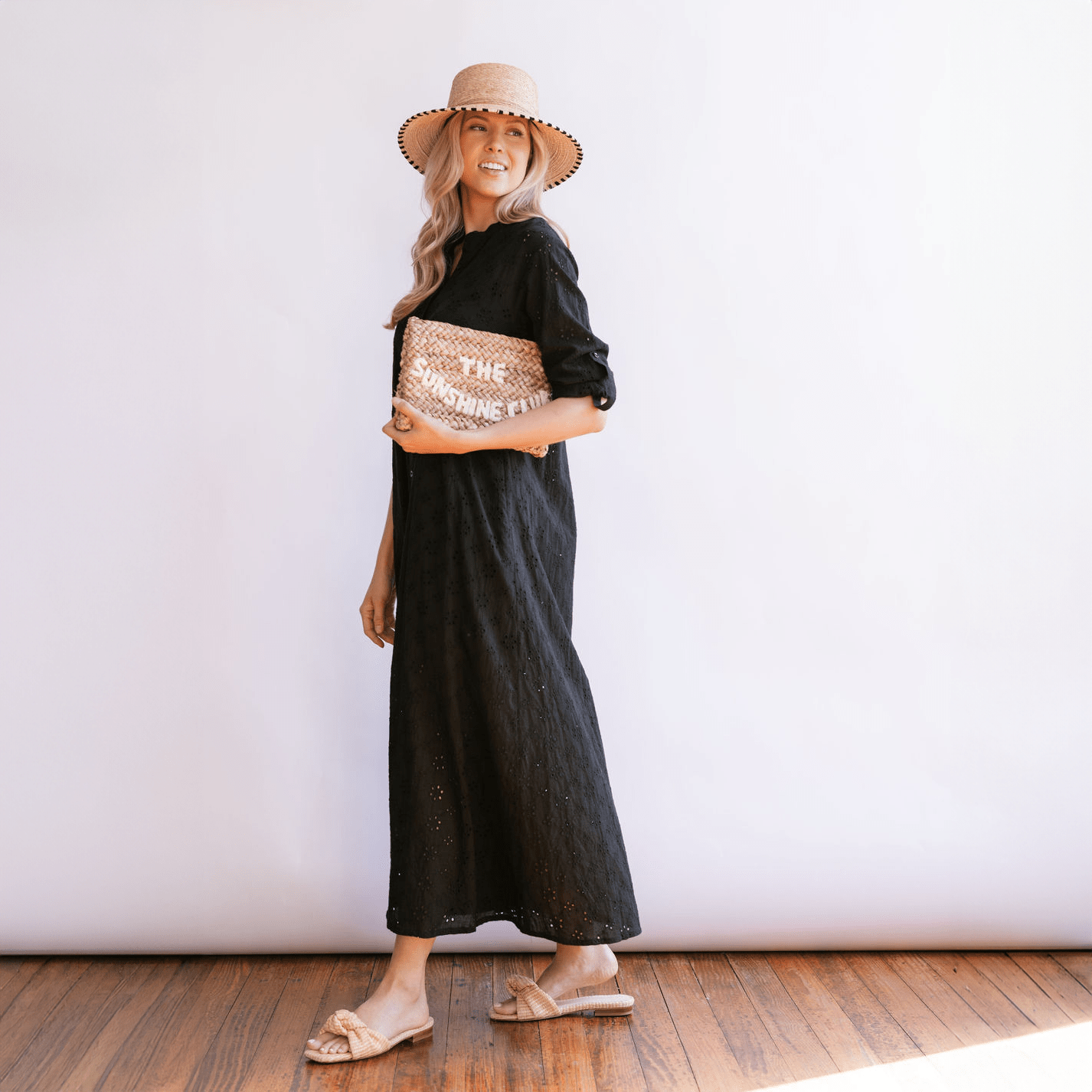 Sunshine Tienda® Black Eyelet Swizzle Dress