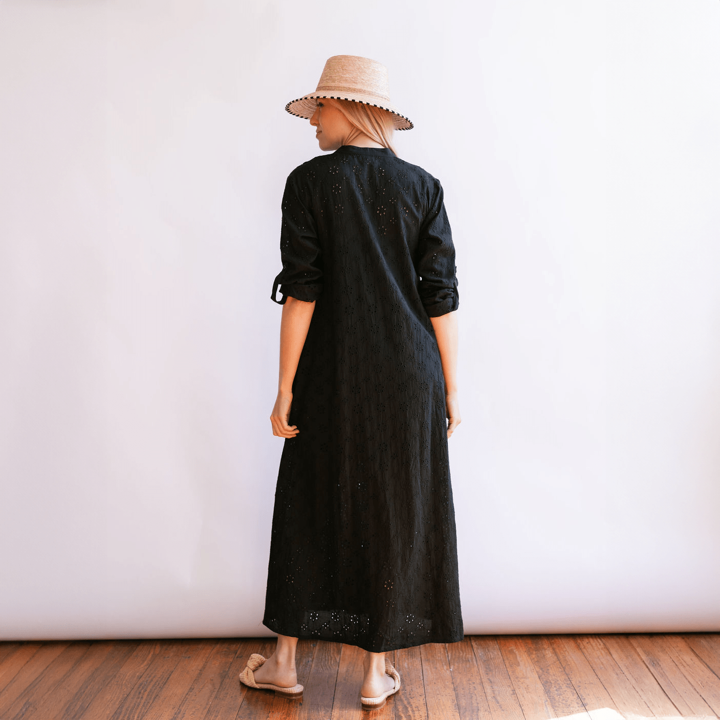 Sunshine Tienda® Black Eyelet Swizzle Dress