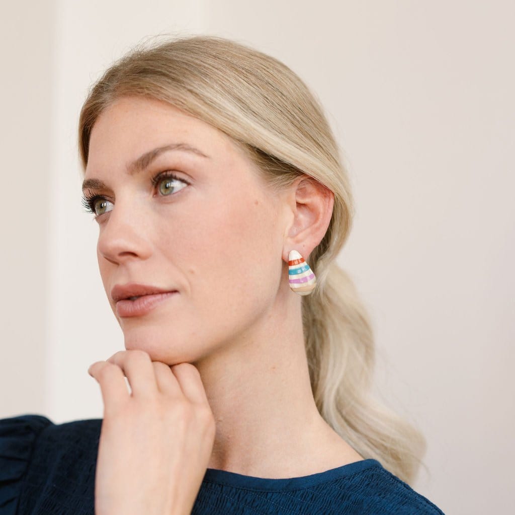 Sunshine Tienda® Colorful Stripe Dew Drop Earrings