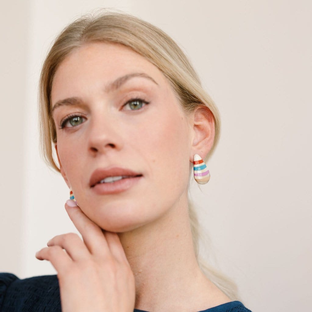 Sunshine Tienda® Colorful Stripe Dew Drop Earrings