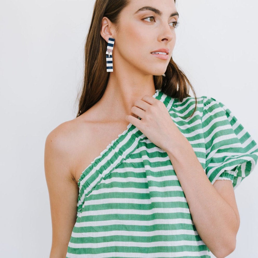 Sunshine Tienda® Green and White Stripe Addison Dress