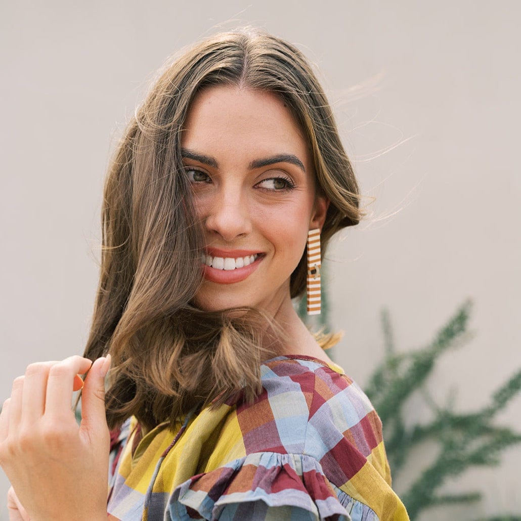 Sunshine Tienda® Isabella Tan Striped Earrings