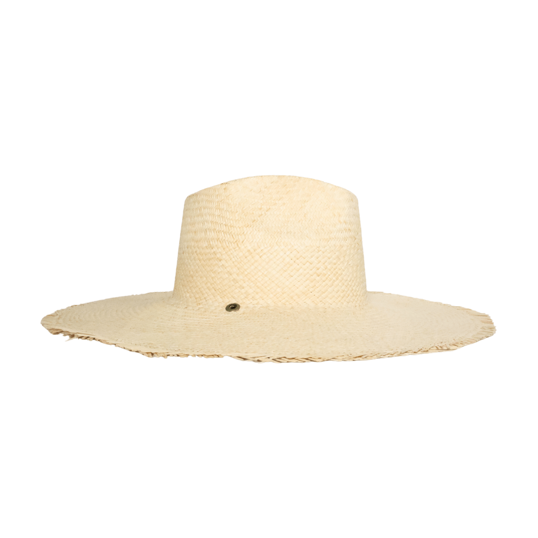 Sunshine Tienda® Natural Wide Brimmed Palm Fringe Hat