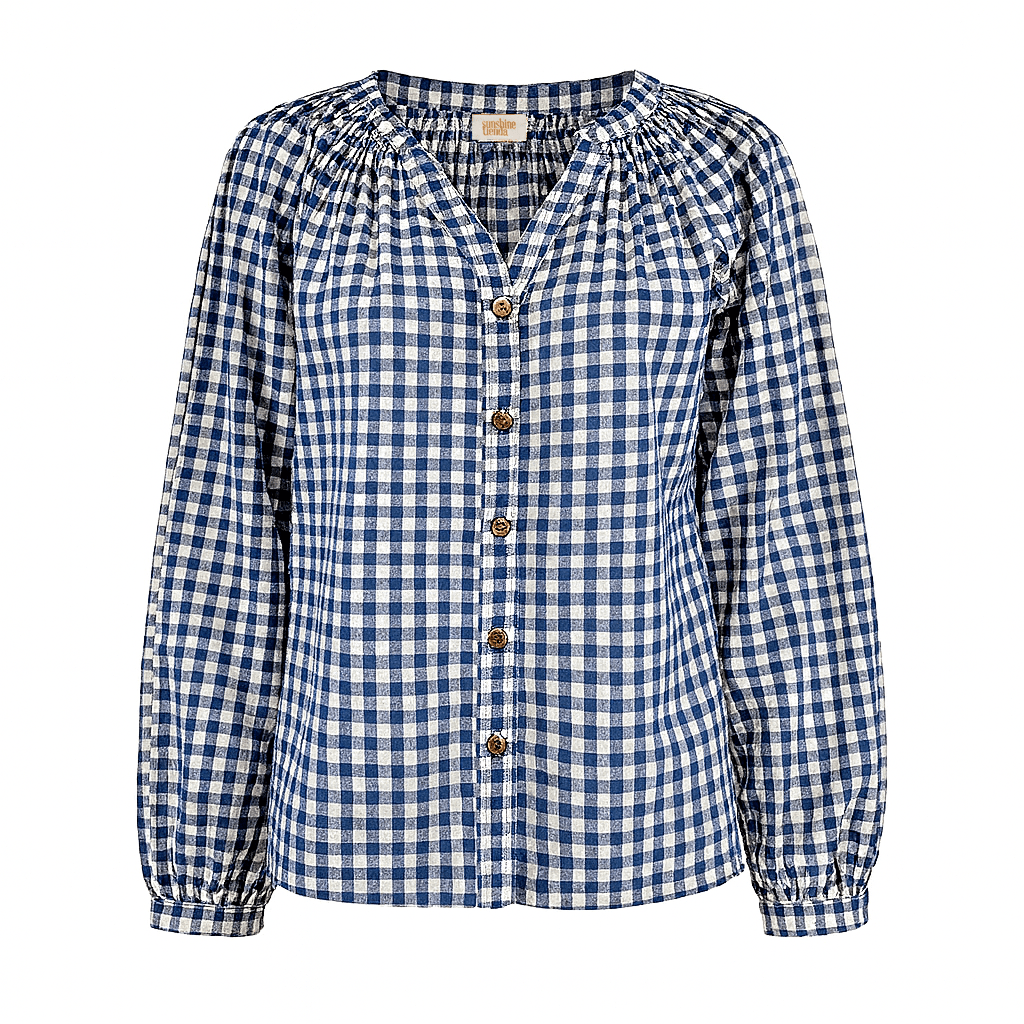 Sunshine Tienda® Navy Gingham Lucia Top