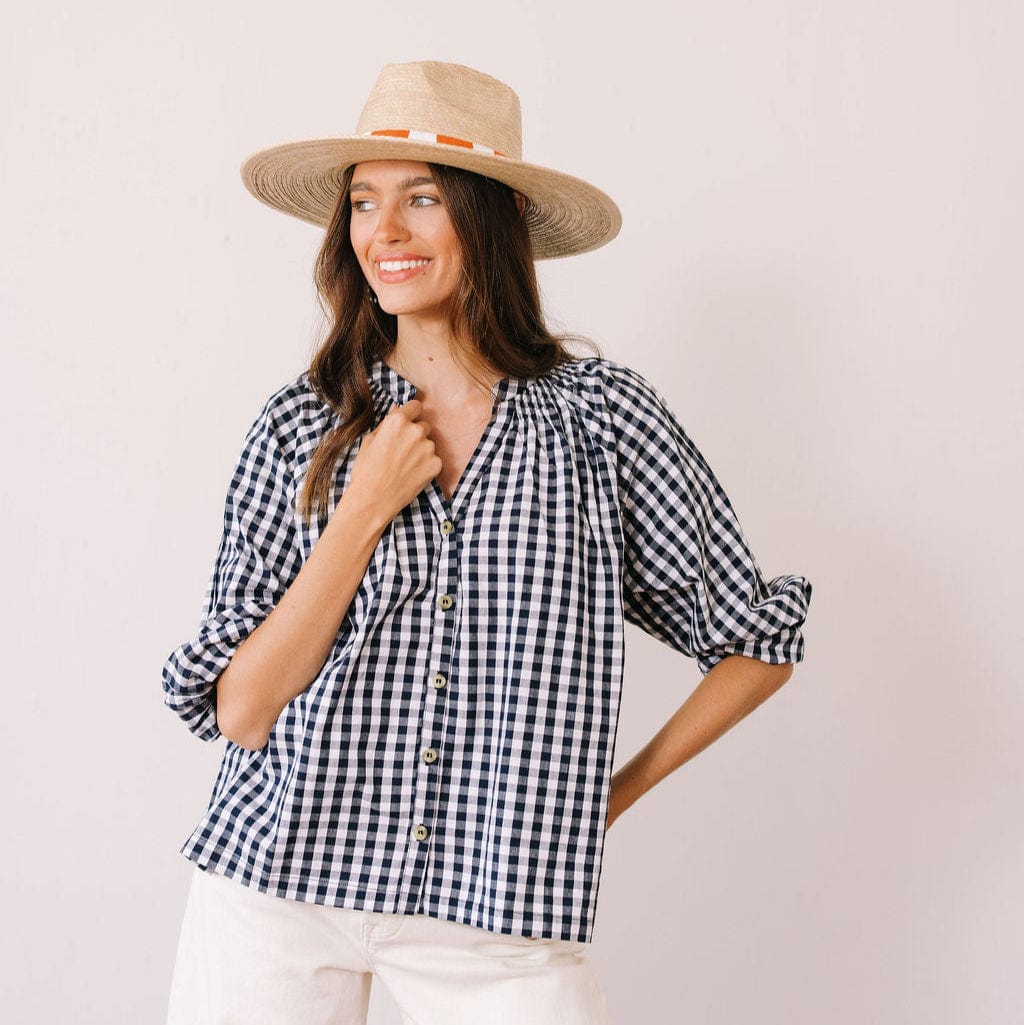 Sunshine Tienda® Navy Gingham Lucia Top