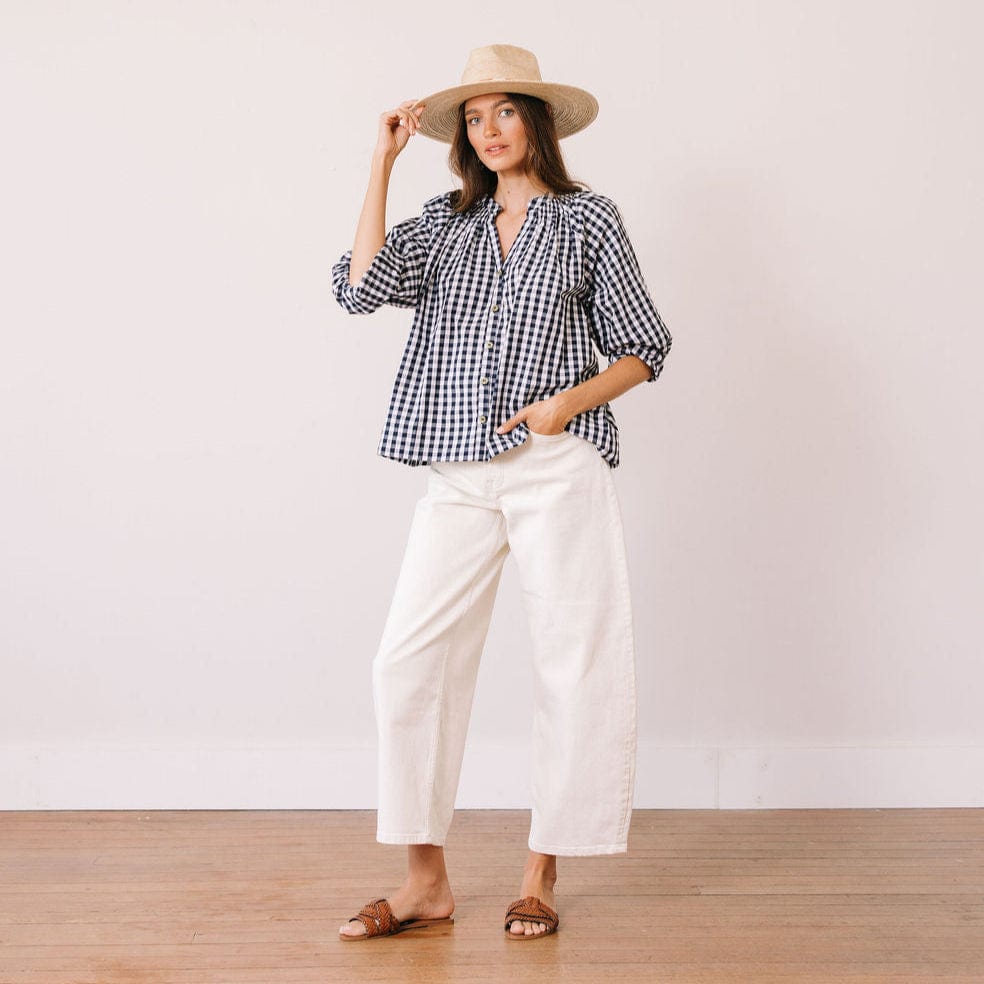 Sunshine Tienda® Navy Gingham Lucia Top