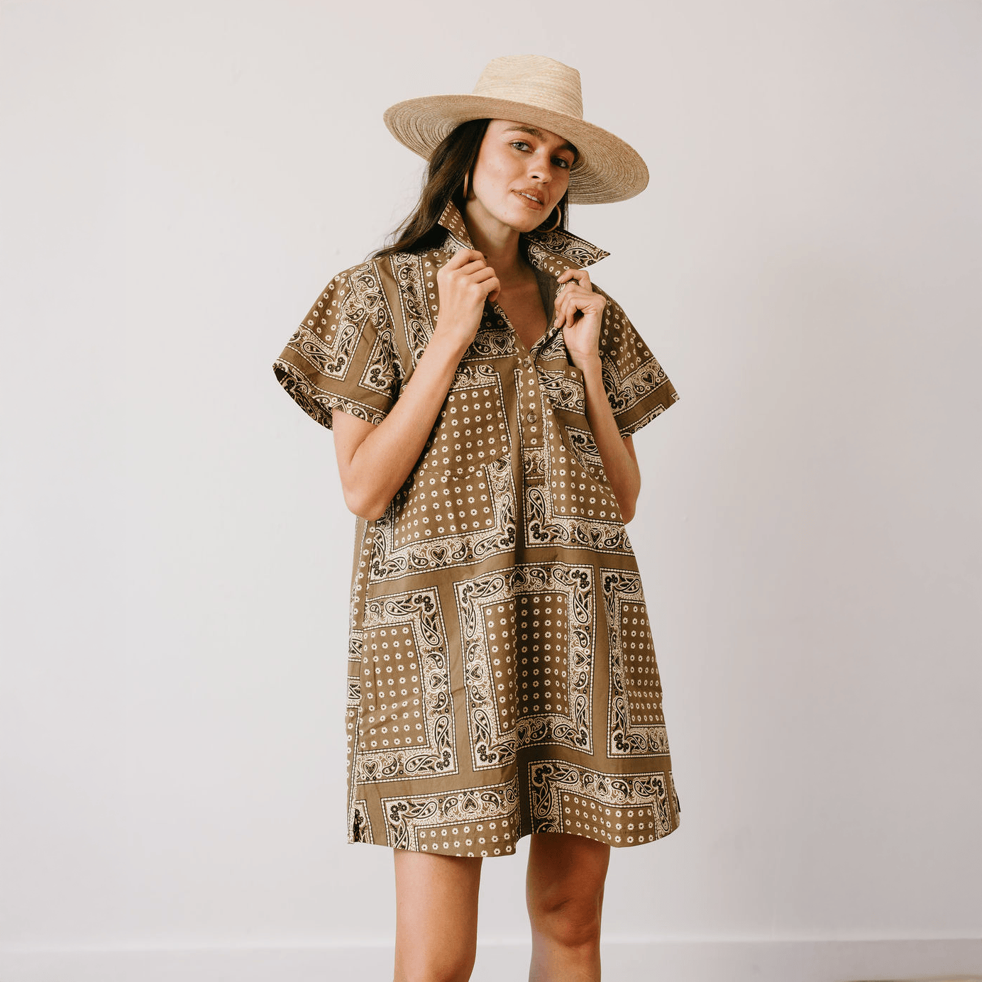 Olive Bandana Getaway Mini Dress XL