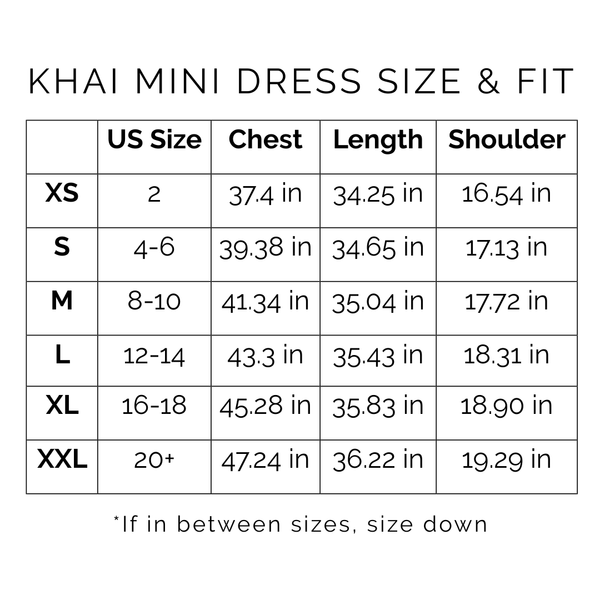 Sunshine Tienda® Rose Gilded Palm Khai Mini Dress #sizechart