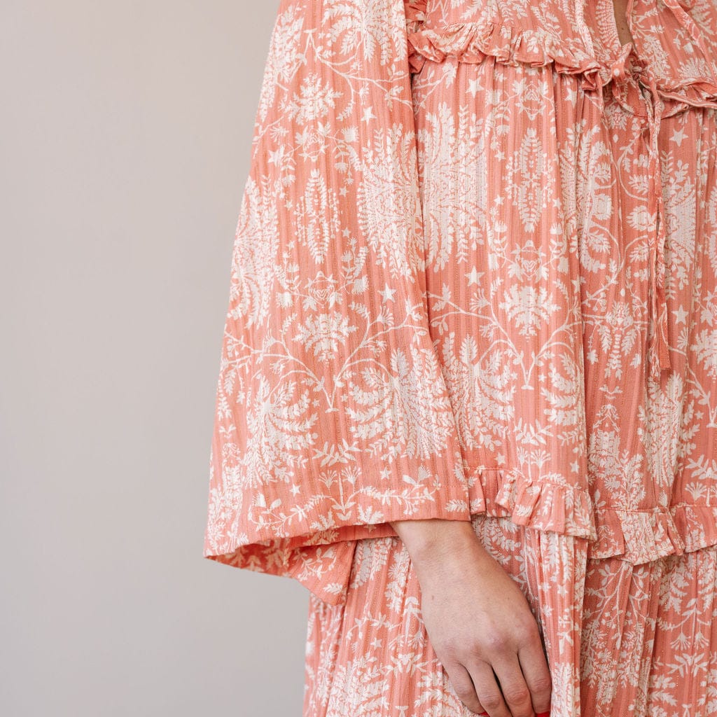 Sunshine Tienda® Rose Gilded Palm Paradise Maxi Dress