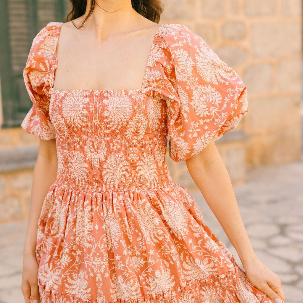 Sunshine Tienda® Rose Gilded Palm Tula Dress
