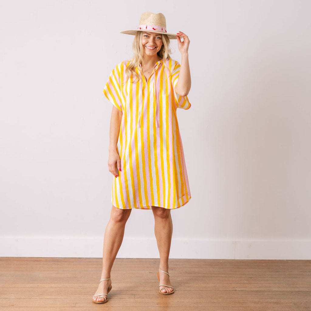 yellow striped dress Sunkissed Stripe Cove Cover-Up M