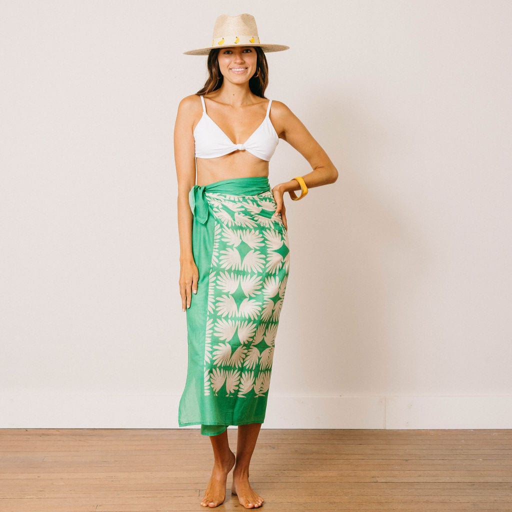 beach wrap dress sarong Viridian Tile Print Cotton Sarong in Green