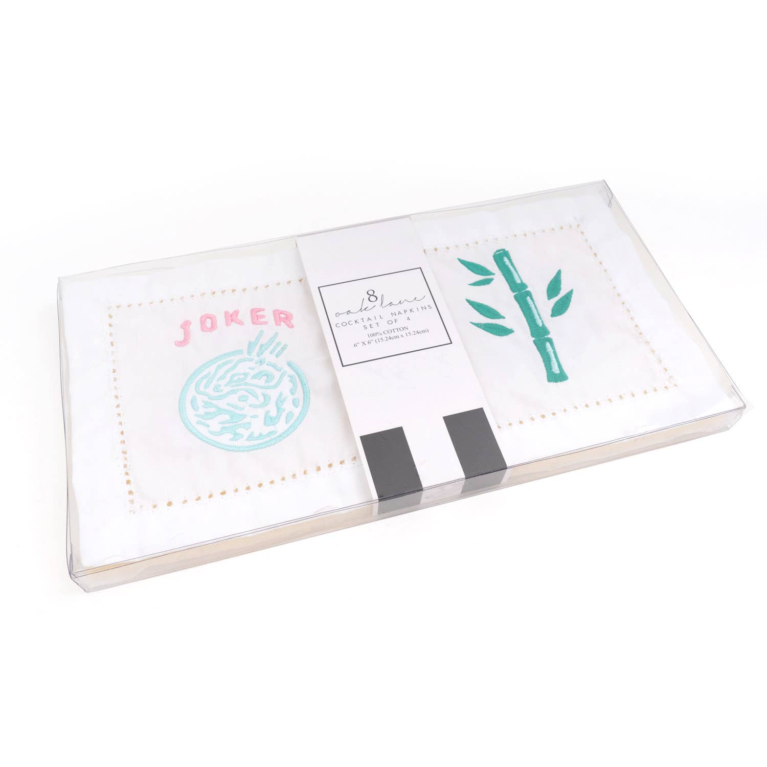 8 Oak Lane Mahjong Embroidered Cocktail Napkin - Thumbnail 3