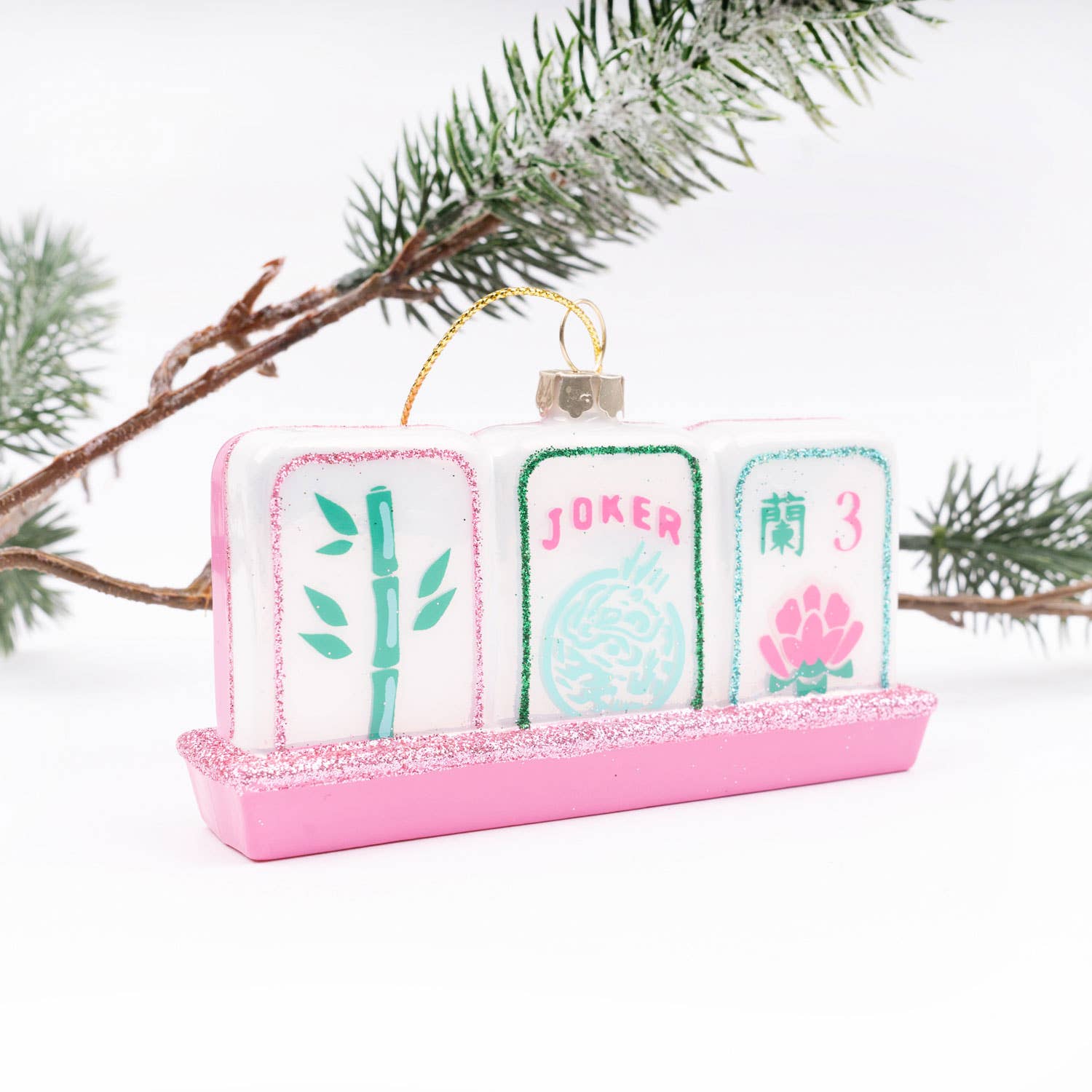 8 Oak Lane Mahjong Tile Glass Ornament - Thumbnail 2