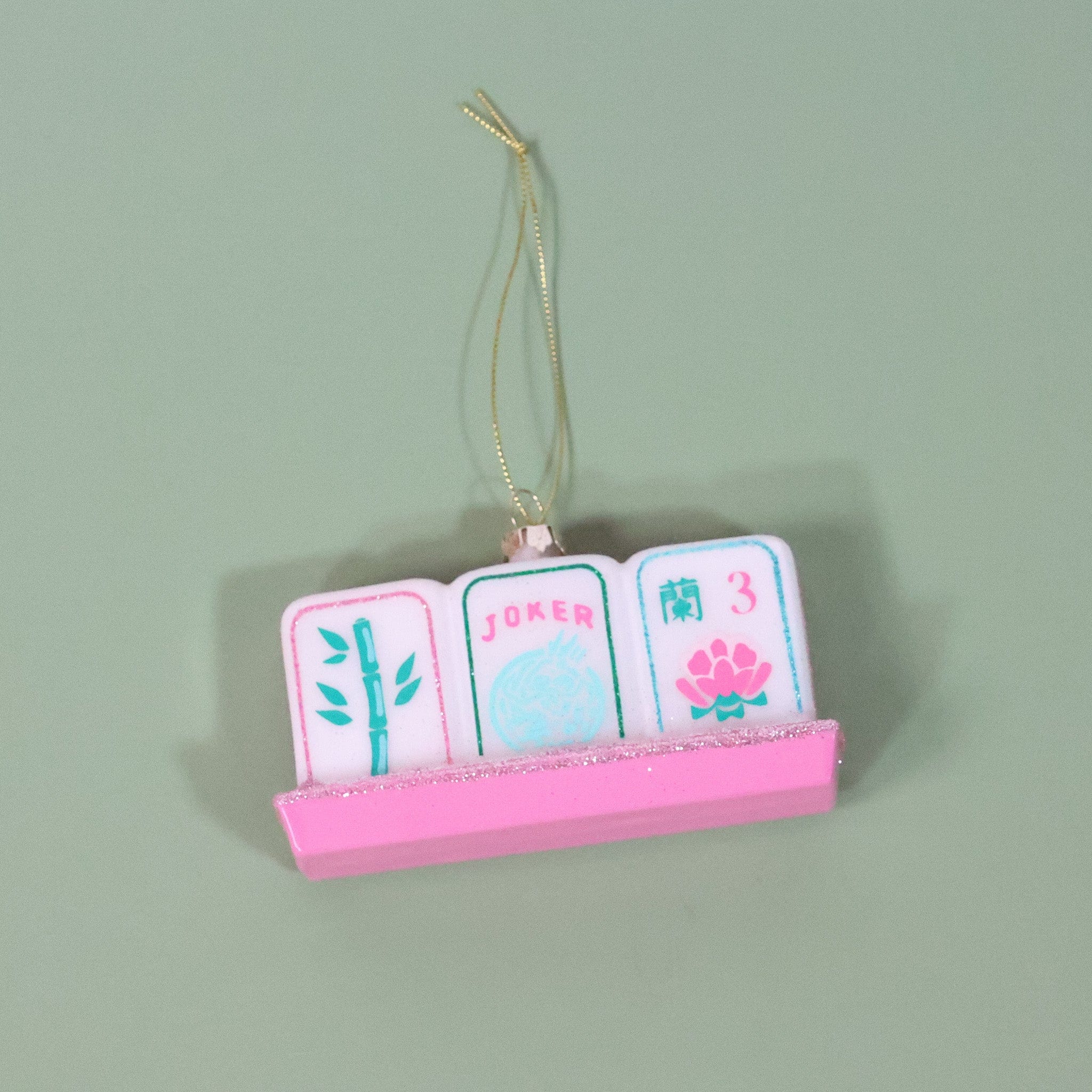 8 Oak Lane Mahjong Tile Glass Ornament - Thumbnail 4