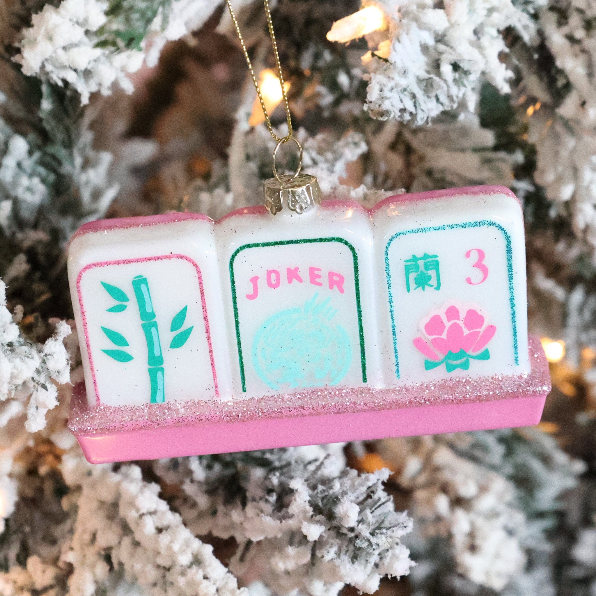 8 Oak Lane Mahjong Tile Glass Ornament - Thumbnail 3