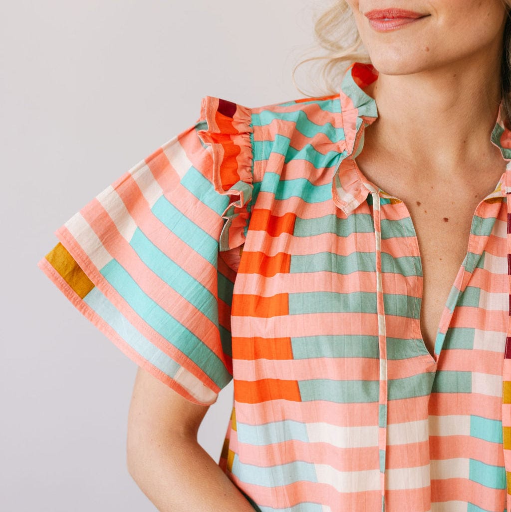 Sunshine Tienda® Apricot Colorful Stripe Gemma Top