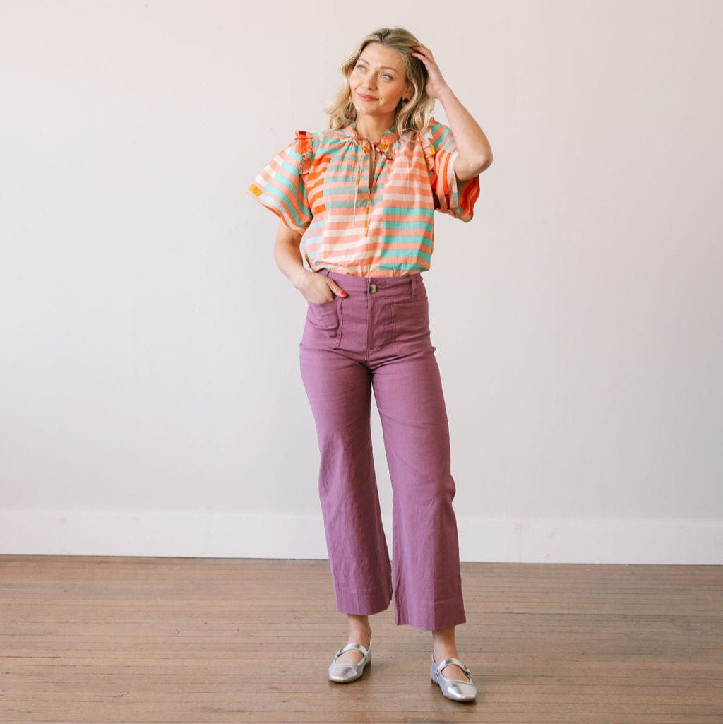 Sunshine Tienda® Apricot Colorful Stripe Gemma Top