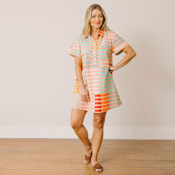 [Margesherwood ] / ☆ PK STRIPE MINI DRESS / orange/brown sunshine-tienda-apricot-