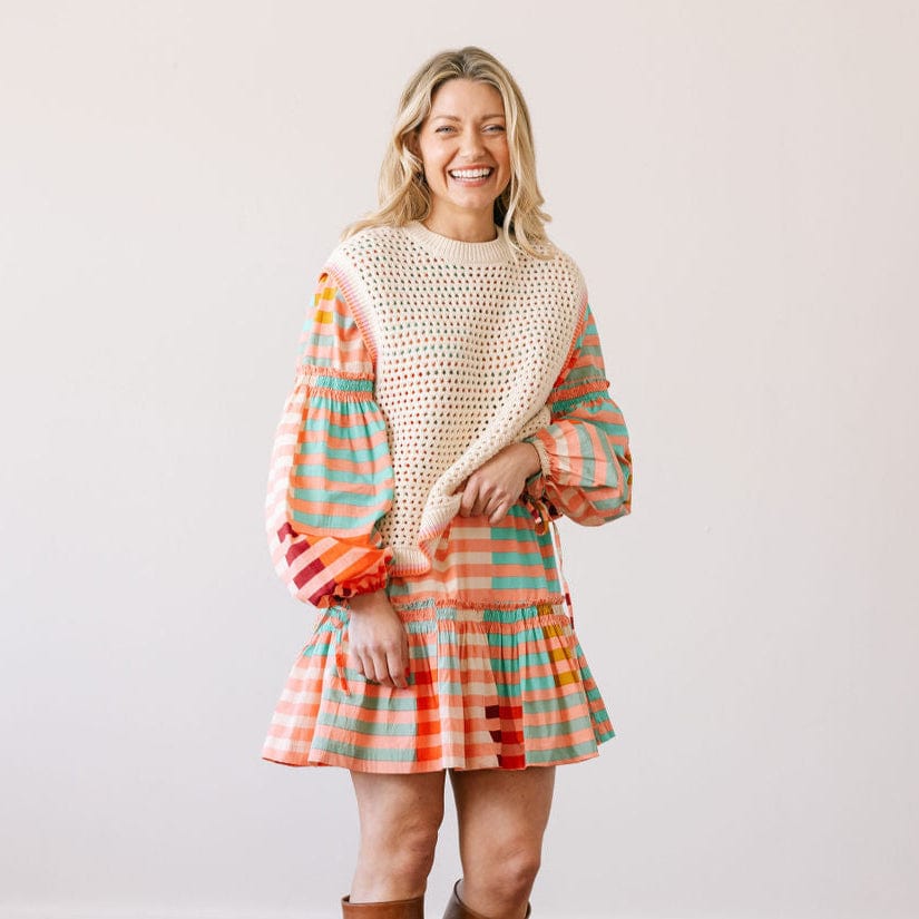 Sunshine Tienda® Apricot Colorful Stripe Khai Mini Dress