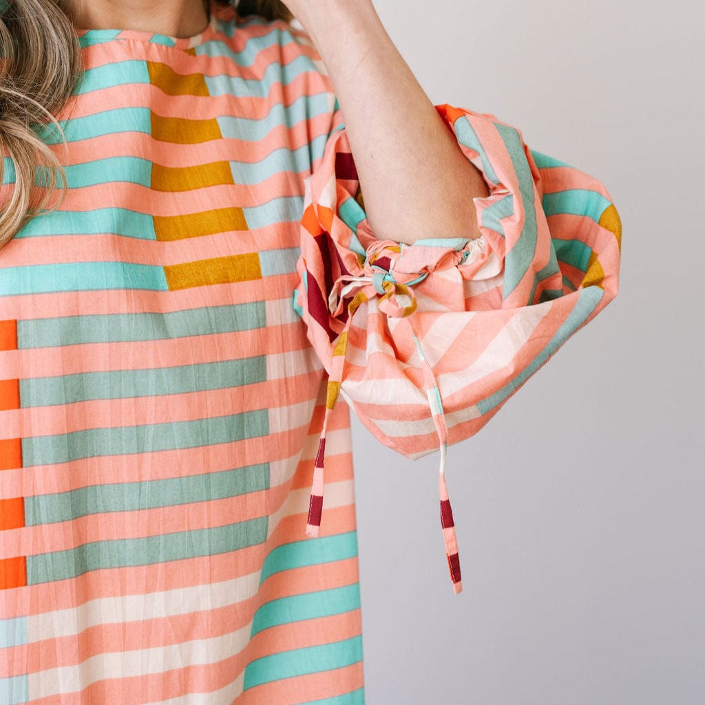 Sunshine Tienda® Apricot Colorful Stripe Khai Mini Dress