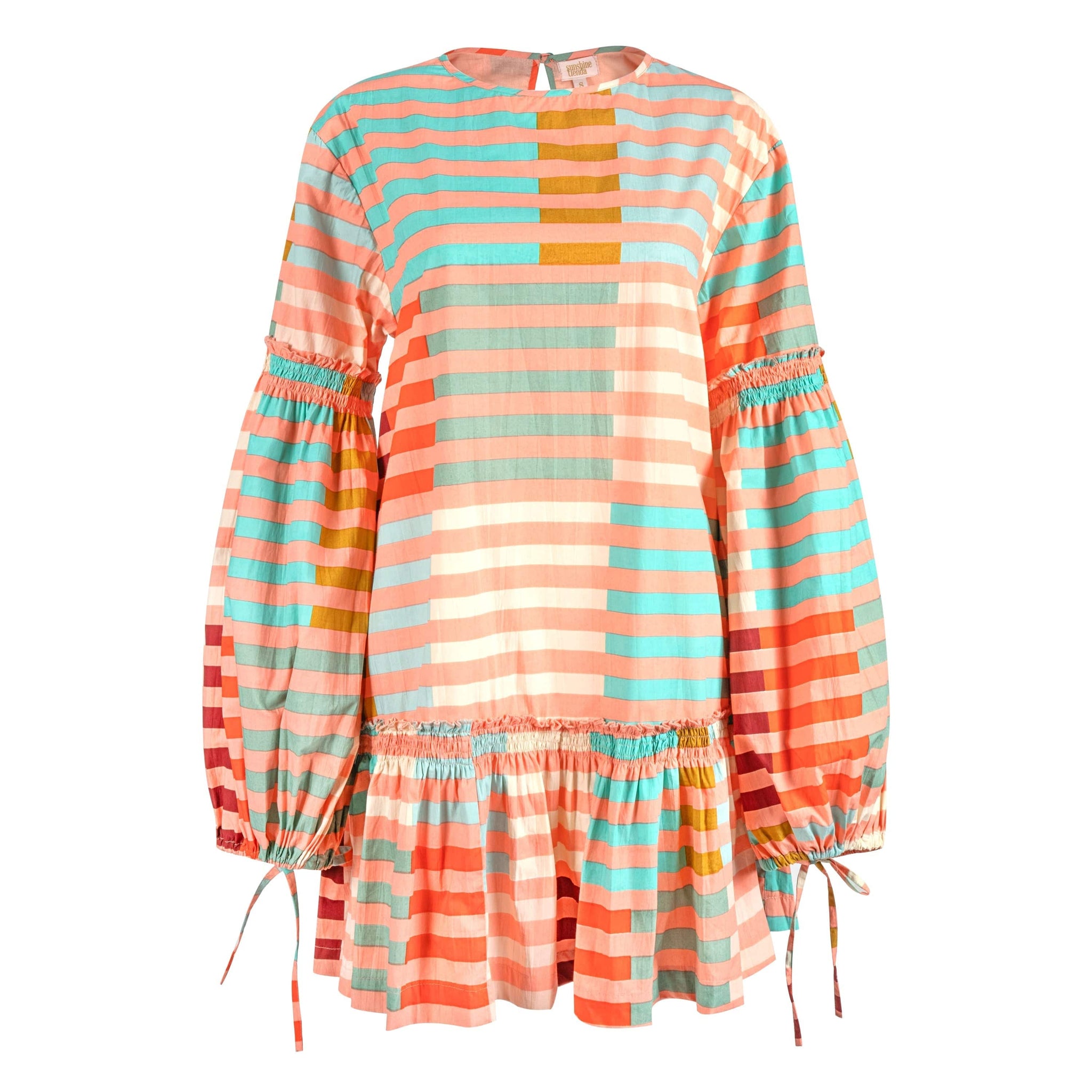 Sunshine Tienda® Apricot Colorful Stripe Khai Mini Dress
