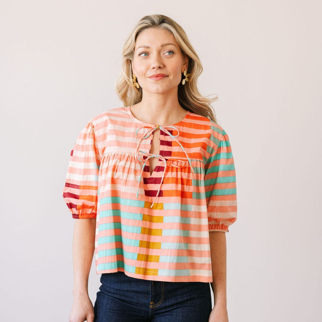 Sunshine Tienda® Apricot Colorful Stripe Mira Top