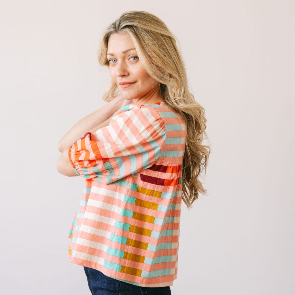 Sunshine Tienda® Apricot Colorful Stripe Mira Top