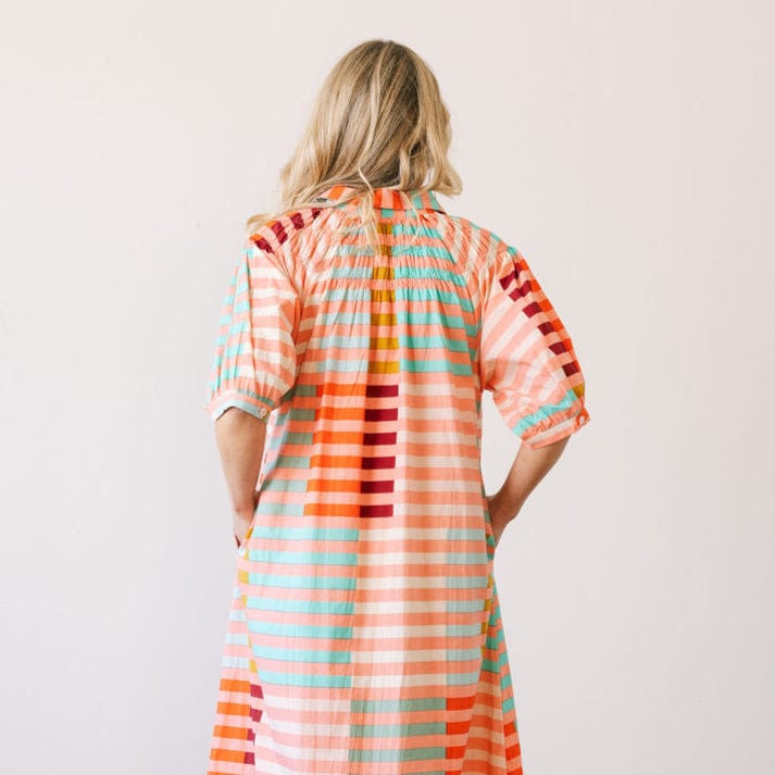 Sunshine Tienda® Apricot Colorful Stripe Oasis Dress