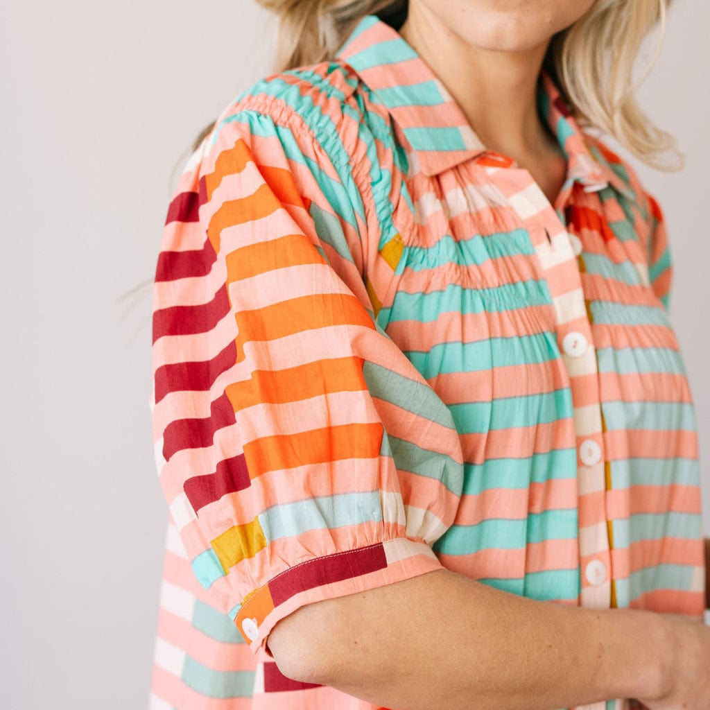 Sunshine Tienda® Apricot Colorful Stripe Oasis Dress