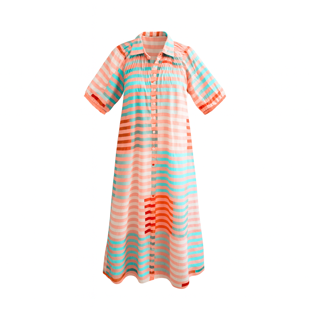 Apricot Colorful Stripe Oasis Dress M Apricot Colorful Stripe Oasis Dress M