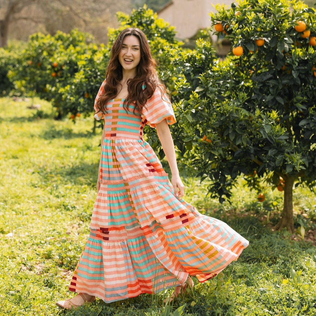 Sunshine Tienda® Apricot Colorful Stripe Tula Dress
