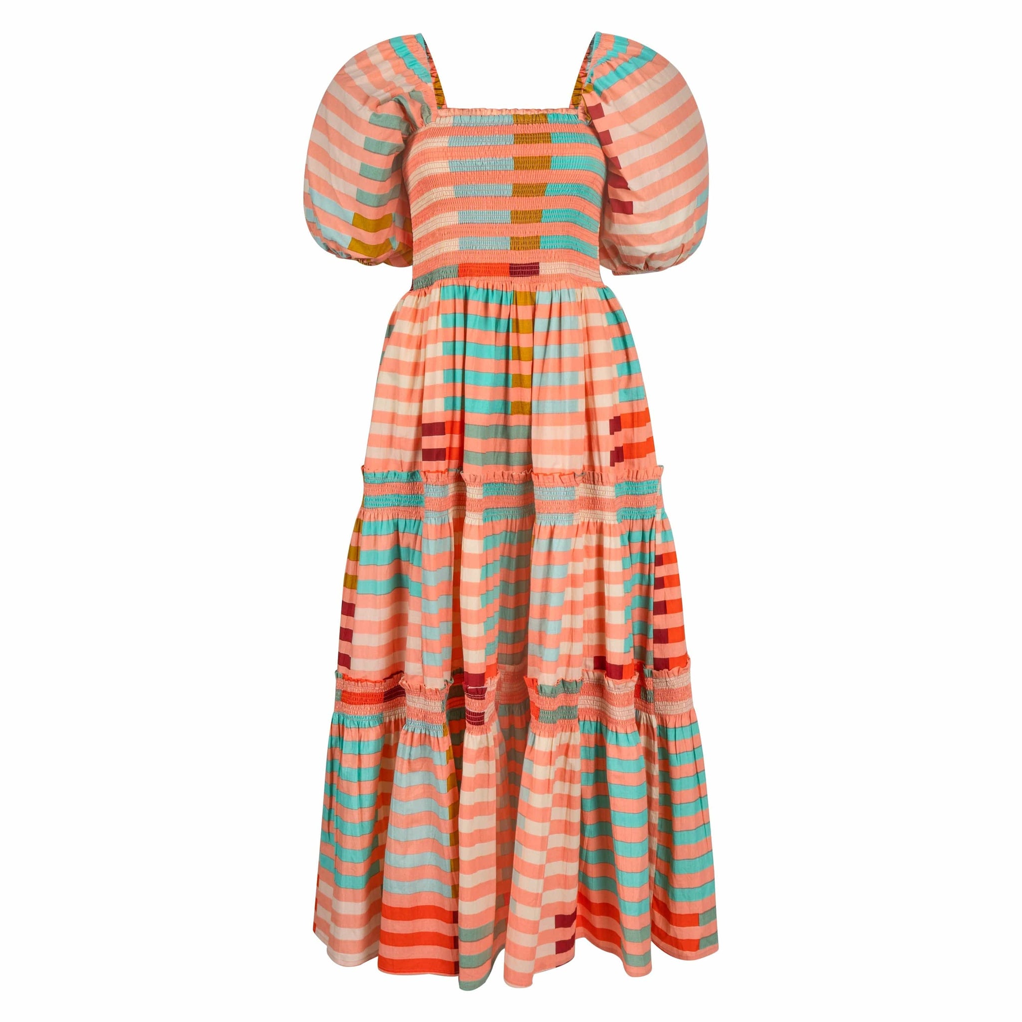 Sunshine Tienda® Apricot Colorful Stripe Tula Dress