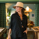 Black Eyelet Bermuda Button Down