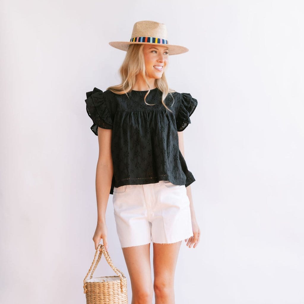 Black Eyelet Lottie Top – Sunshine Tienda®