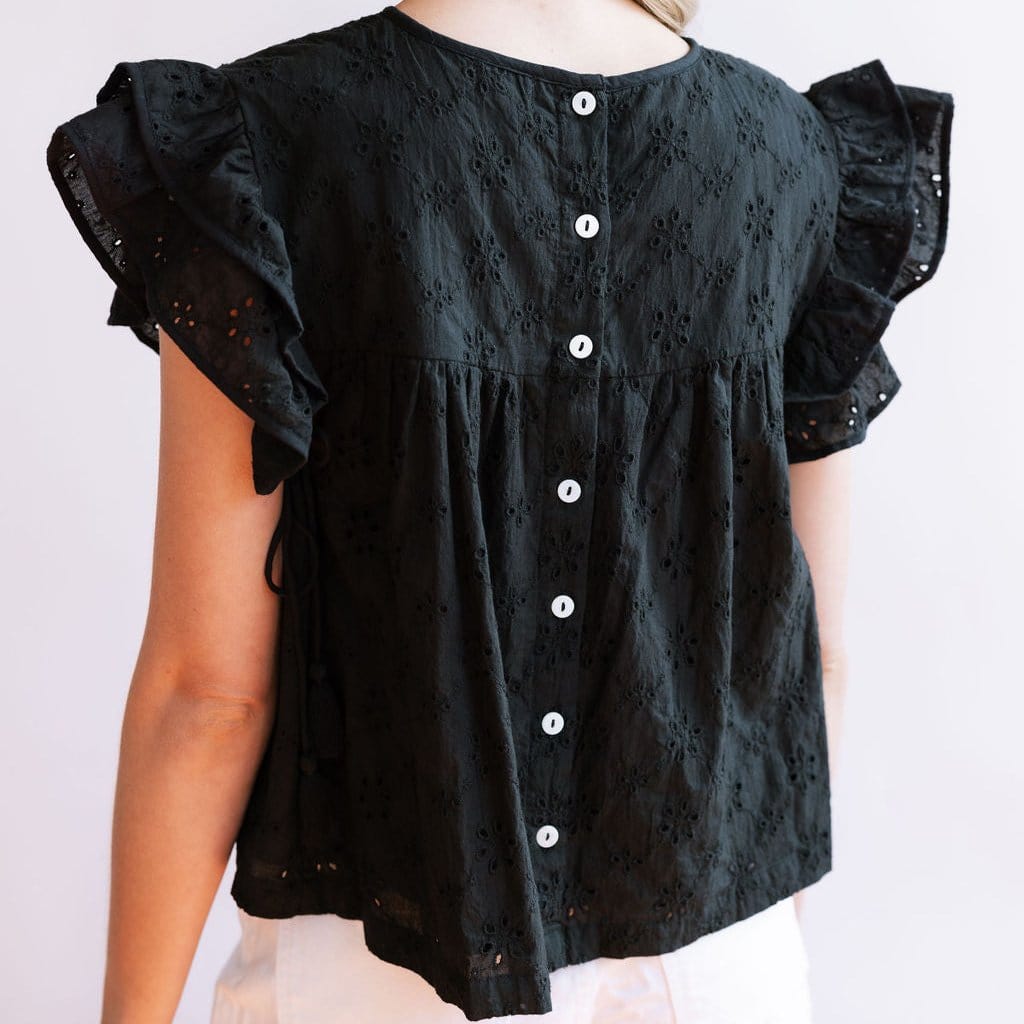 Black Eyelet Lottie Top – Sunshine Tienda®
