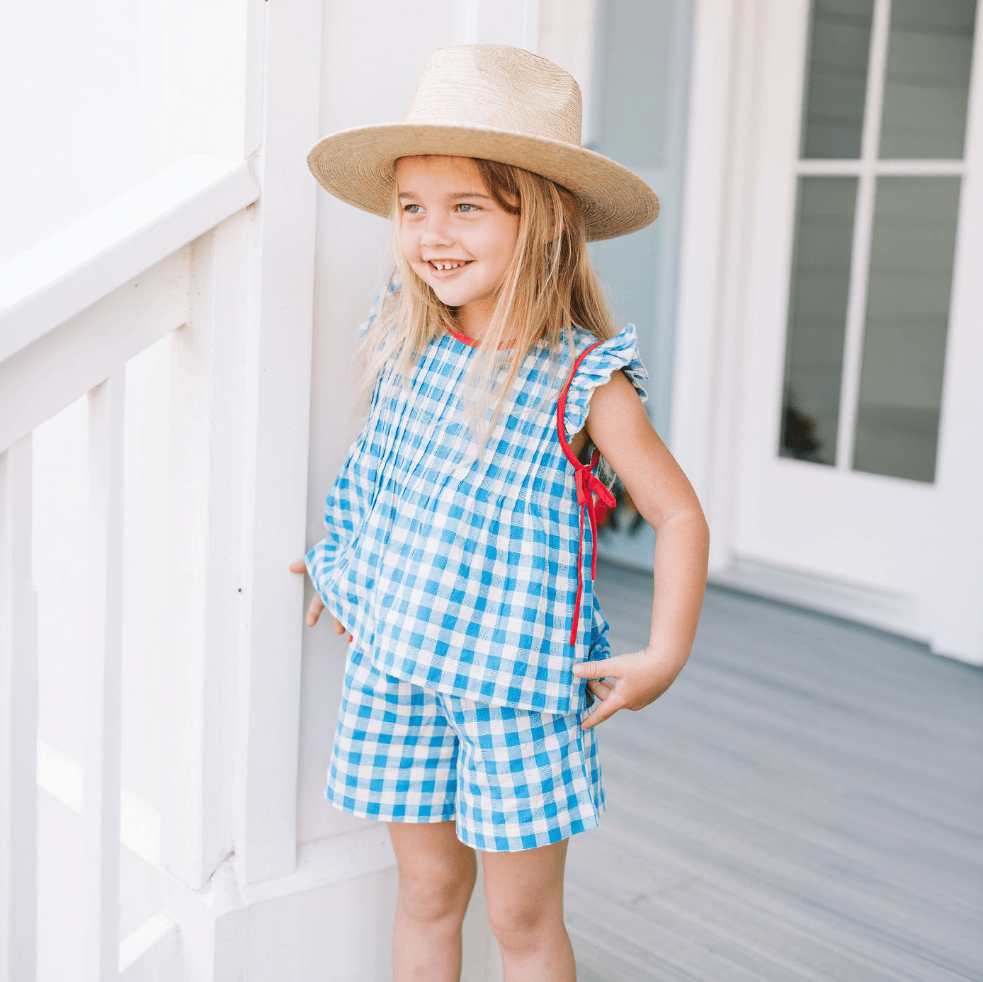 Sunshine Tienda® Blue Bay Gingham Kids Dune Short Set