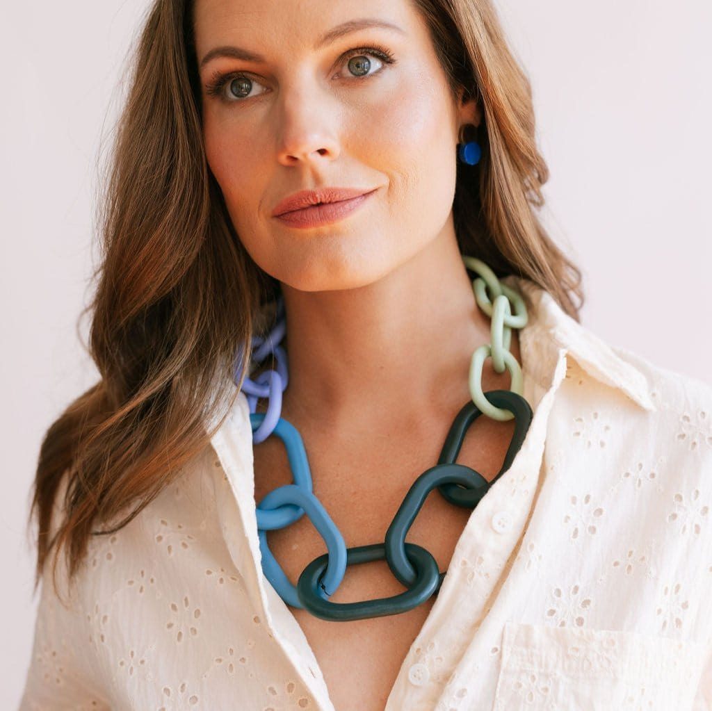 Sunshine Tienda® Blue Colorblock Link Necklace