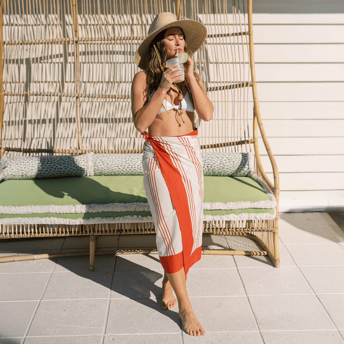 Sunshine Tienda® Cherry Pinstripe Sarong
