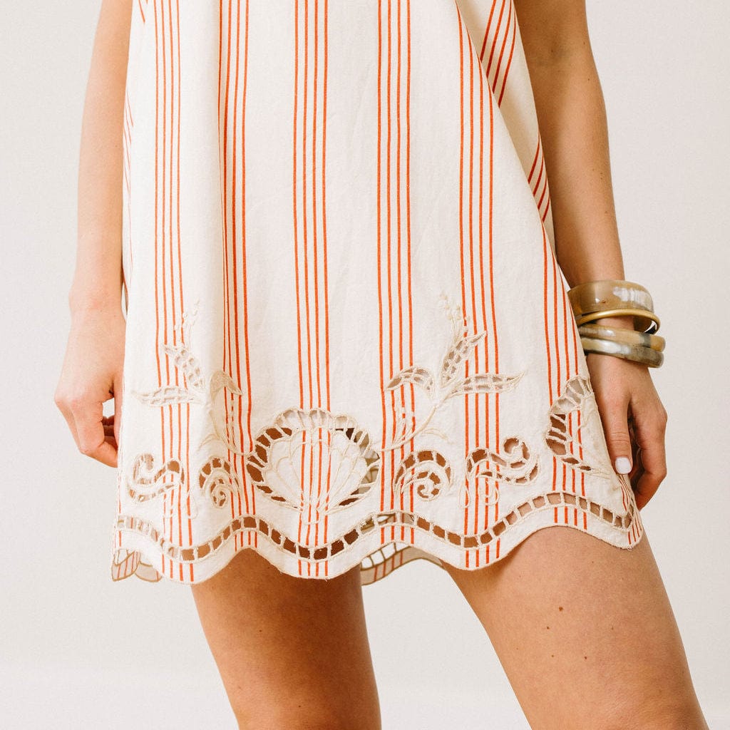 striped embroidered dress Striped Shirt Dress with Embroidered Crest