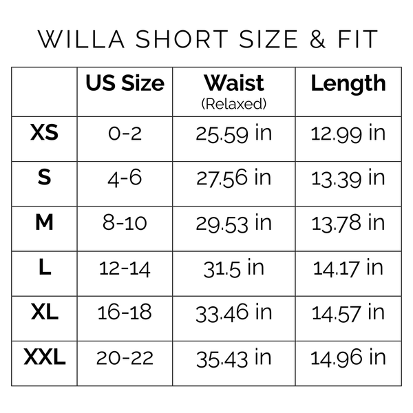 Sunshine Tienda® Coastal Daisies Willa Short #sizechart