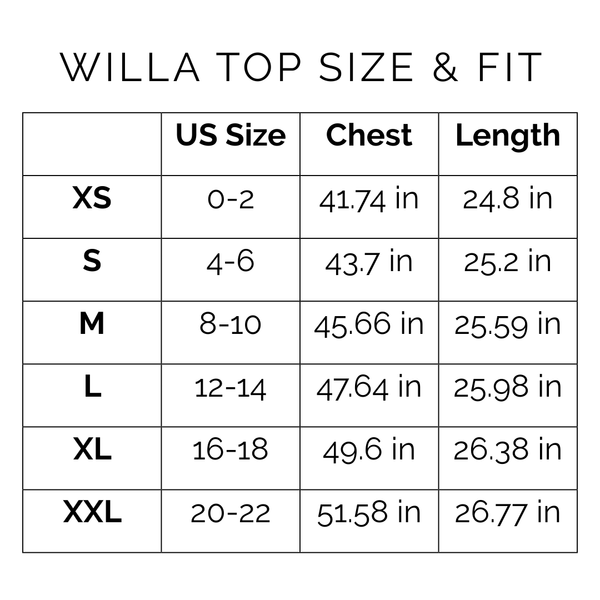Sunshine Tienda® Coastal Daisies Willa Top #sizechart