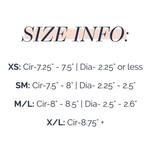 Size chart for circular items with measurements in inches and diameter. #sizechart