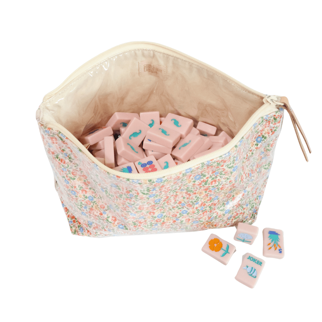 Floral Clear Coated Travel Pouch
