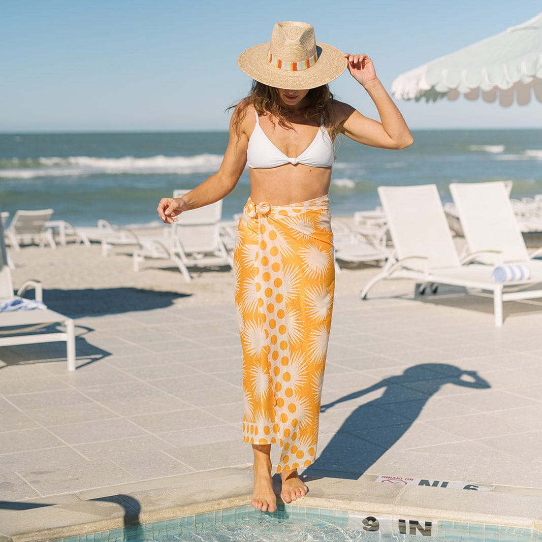 Sunshine Tienda® Gold Palm Geo with Gold Dot Sarong