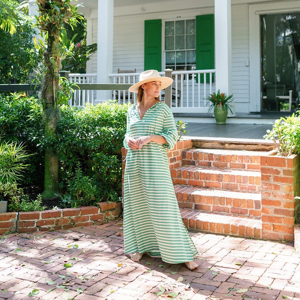 Sunshine Tienda® Green and White Stripe Sienna Dress