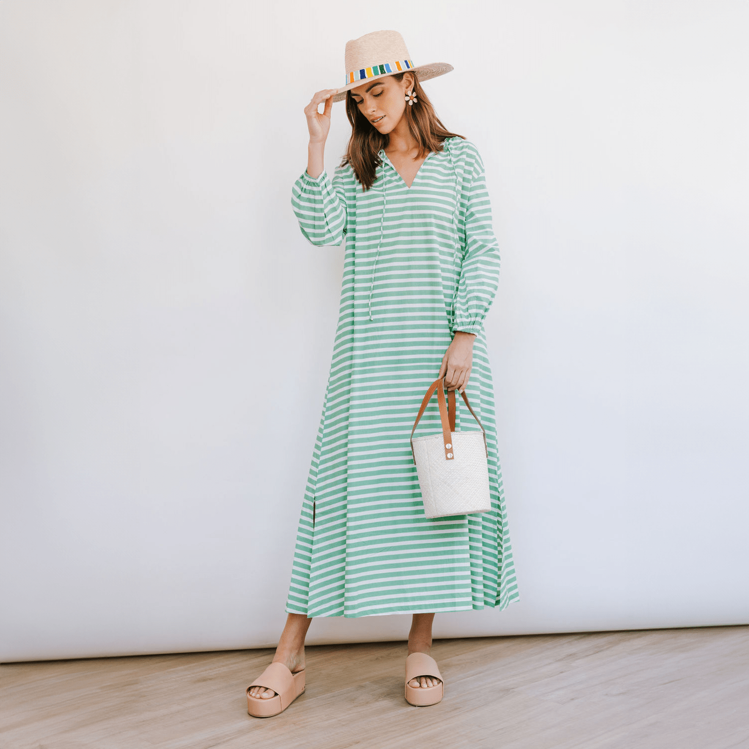 Green and White Stripe Sienna Dress Green and White Stripe Sienna Dress