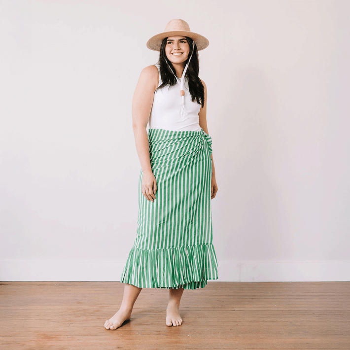 Sunshine Tienda® Green and White Stripe Vienna Sarong