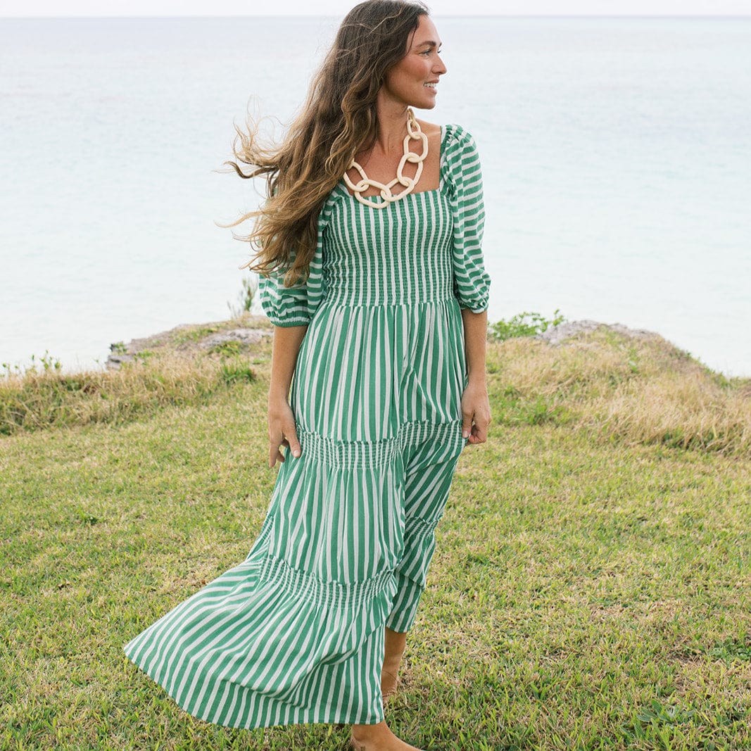 Green and White Stripe Tula Dress XS Green and White Stripe Tula Dress XS